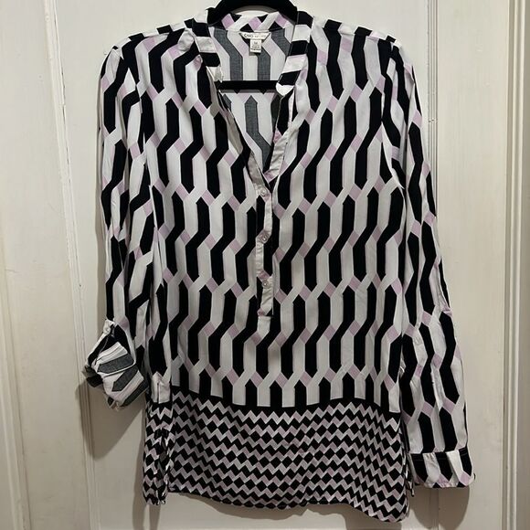 Cato Women's Medium Geometric Print Long Sleeve Tunic Fall! - Picture 4 of 7